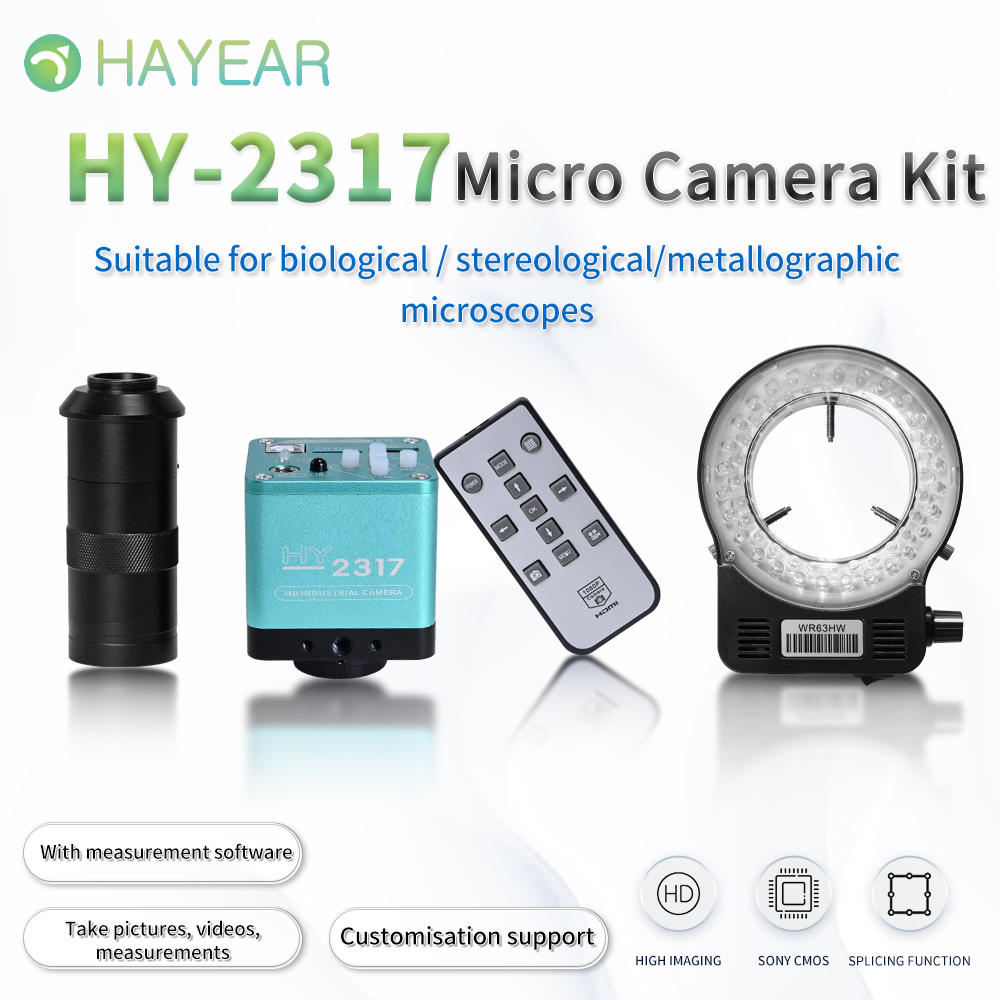 HAYEAR 34MP HDMI 1080P HD USB Digital Industry Camera +100X C-Mount Lens With 56LED ringlight Industrial Cameras Kit