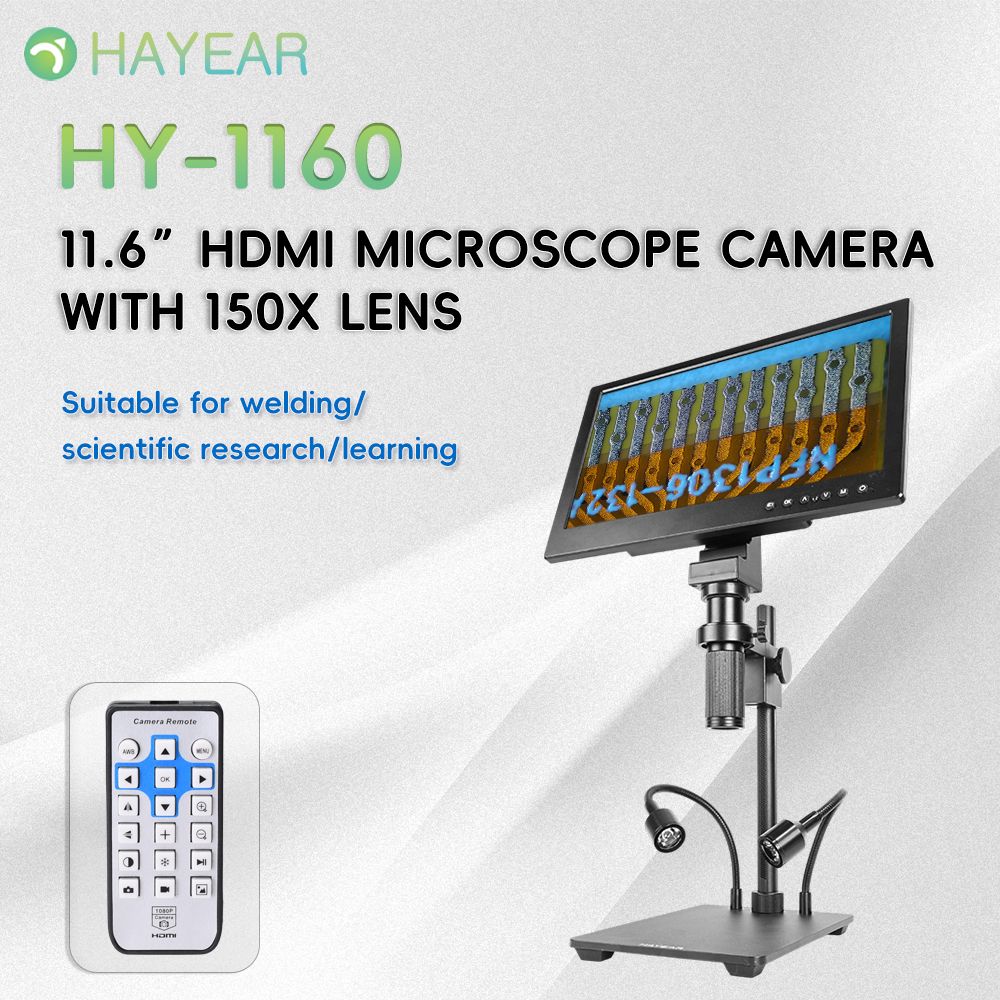 HAYEAR 26MP 11.6‘’ 1080P FHD SONY CMOS Sensor HD USB HDMI Digital Microscope Camera whith 150X and Stand for education, scientific research, laboratory, PCB repair, etc.(HY-1160 )