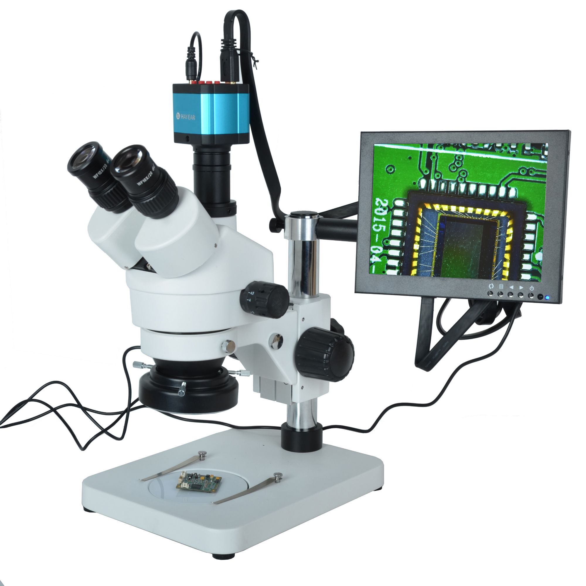 7X-45X Trinocular Microscope Inspection Zoom Stereo 14MP HDMI USB Calibrate Camera+144 LED Ring Light+8 inch HD HDMI LCD Monitor