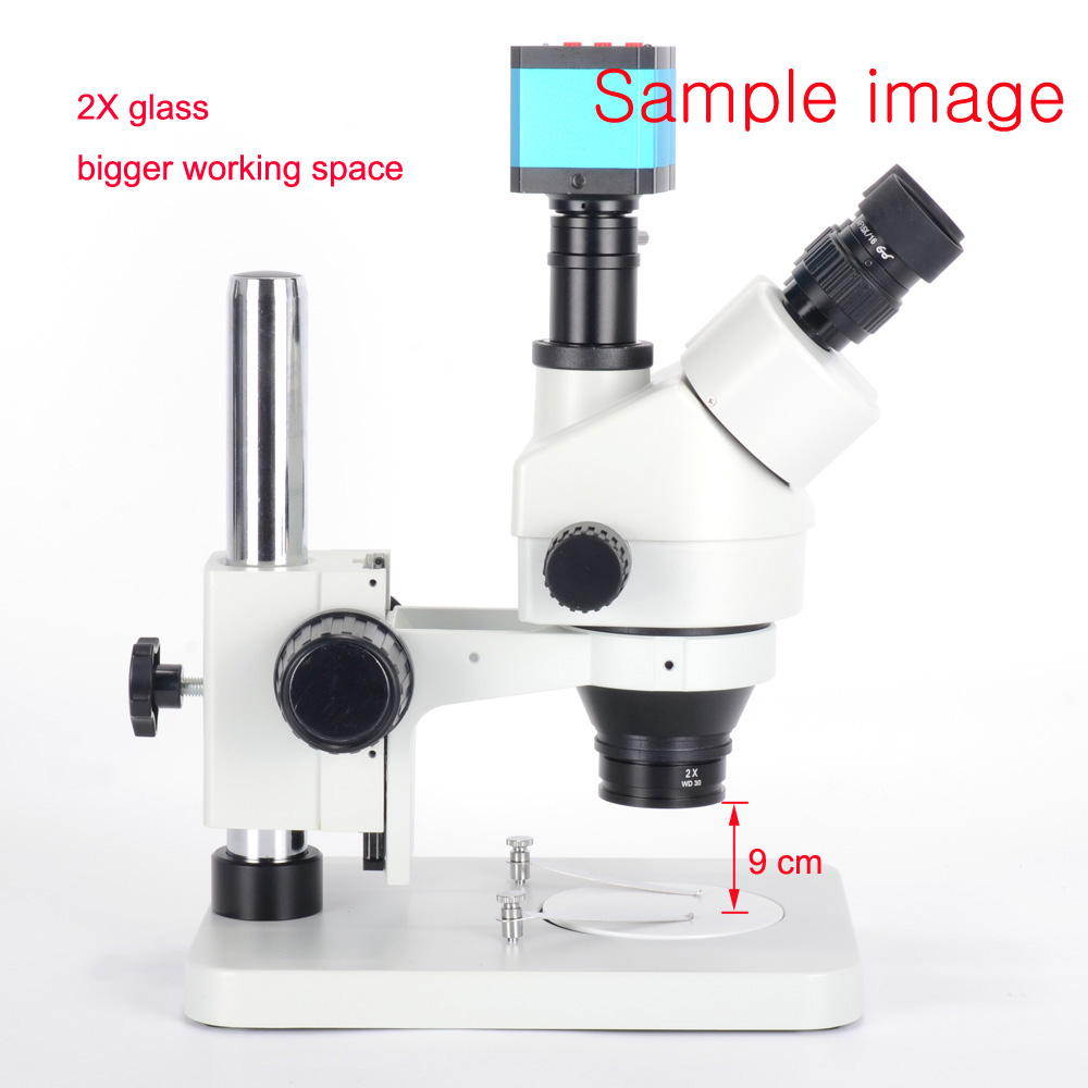 HAYEAR Simul-focal 7X-45X Zoom Stereo HDMI 14MP Industry Binocular Microscope Head Camera 144 LED Light 0.5X-2X Auxiliary Objective Lens