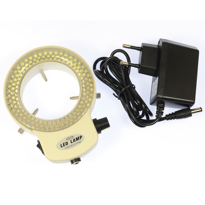 Adjustable 144 LED Ring Light illuminator Lamp For Industry Stereo Microscope Digital Camera Magnifier with Power Adapter White