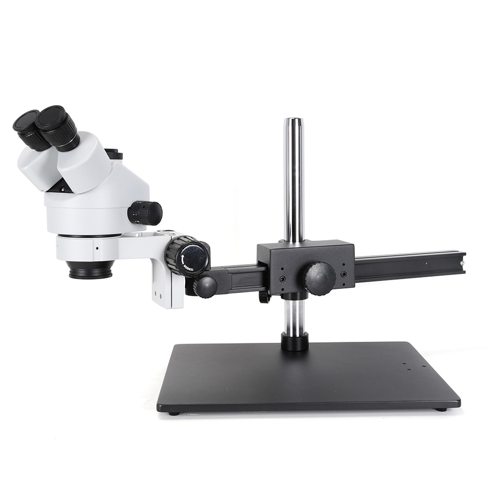 3.5X - 90X Articulating Arm Pillar Clamp Zoom Simul Focal Trinocular Stereo Microscope