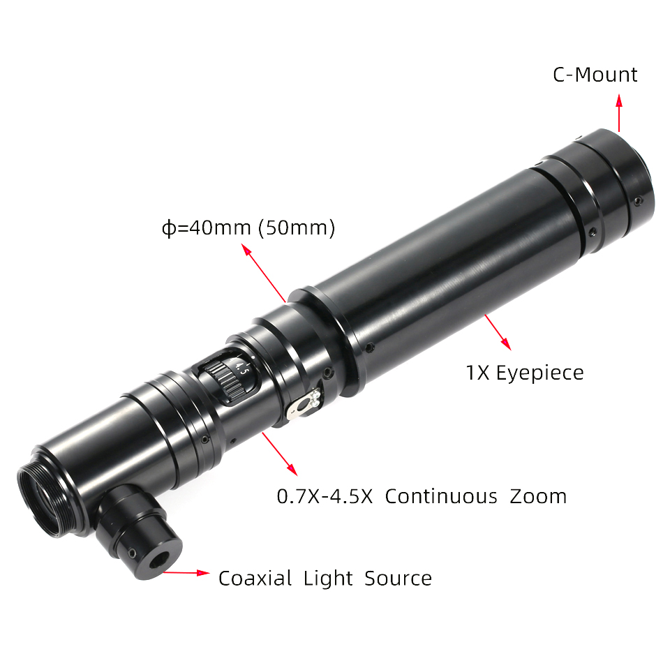 HD 400X 800X Zoom Microscope Camera Coaxial Light Monocular C-mount Continuous Zoom Lens